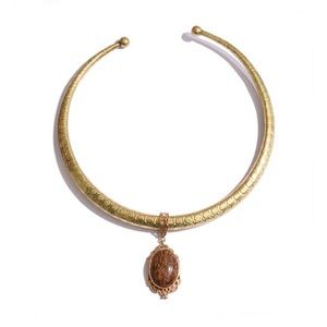 NEW Indian Script Stone Gold 18 inch Necklace